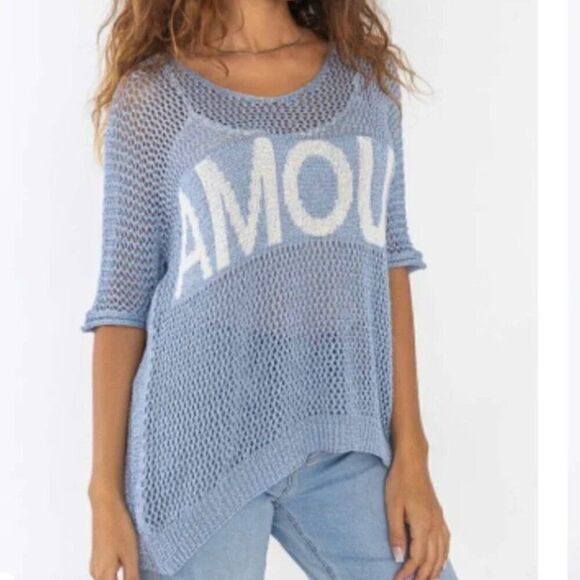 Amour Italian Crochet Pullover MADE IN ITALY NWOT - OS ($99) - Picture 2 of 10